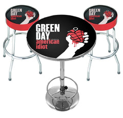 Green Day Bar-Set – 2 x Barhocker und Tisch – offizielles Rocksax-Produkt