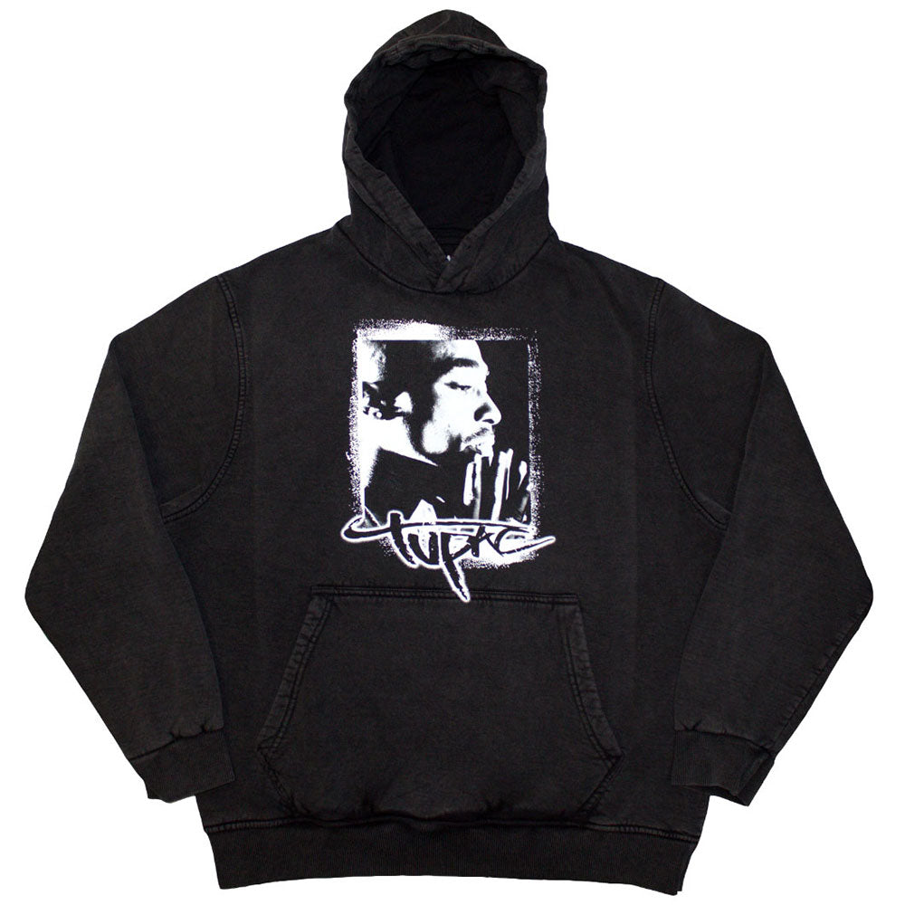 Tupac Unisex Stone Wash Hoodie - Spray Photo - Official Licensed Design