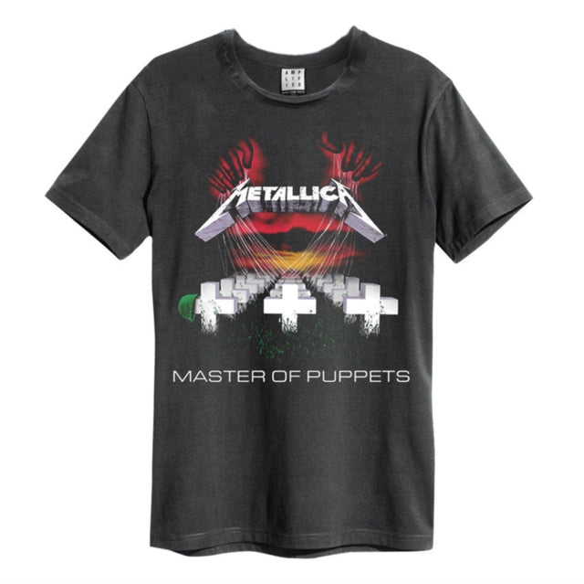 Metallica Unisex T-Shirt - Master of Puppets - Amplified Vintage Charcoal Official Design