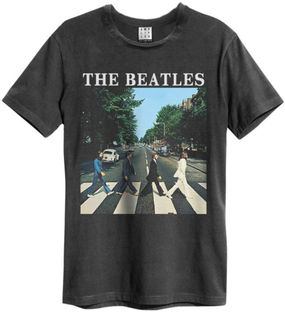 T-shirt unisexe des Beatles - Abbey Road - Design officiel au charbon de bois vintage amplifié