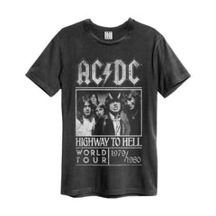 T-shirt unisexe AC/DC - Affiche Highway to Hell - Design officiel au charbon de bois vintage amplifié