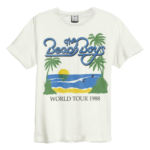 The Beach Boys Unisex T-Shirt - 1988 Tour - Amplified Vintage White Official Design