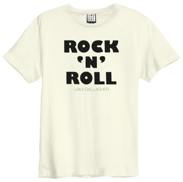 Liam Gallagher Unisex T-Shirt - Rock N Roll - Amplified Vintage White Official Design