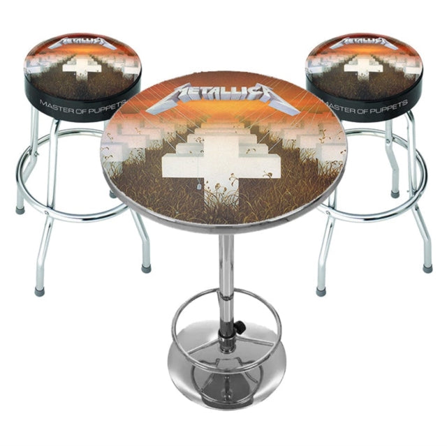 Ensemble de bar Metallica - 2 x tabourets de bar et table - Produit officiel Rocksax