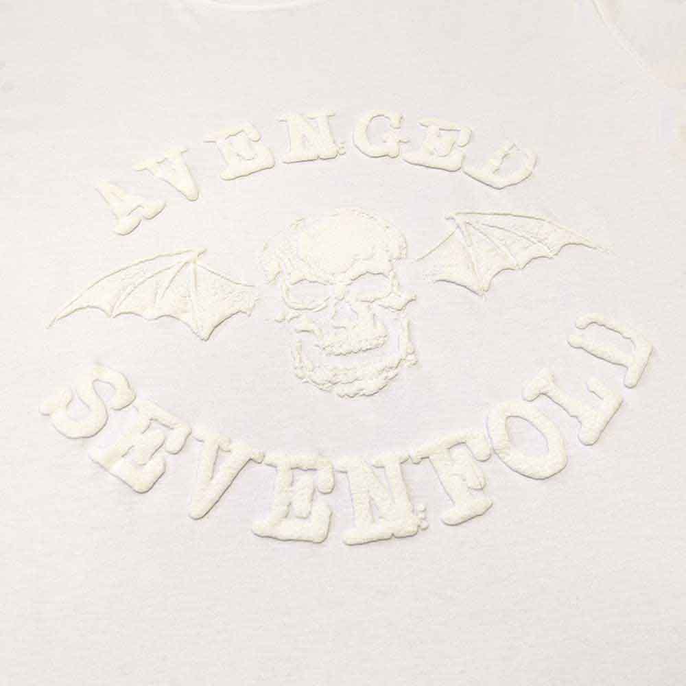 Avenged Sevenfold Hi-Build T-shirt -  Classic DeathBat (White on White)- Official Licensed T-Shirt