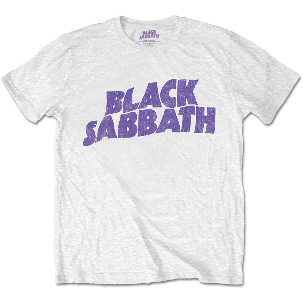 T-shirt adulte Black Sabbath - Logo ondulé - Conception sous licence officielle blanche - Expédition dans le monde entier