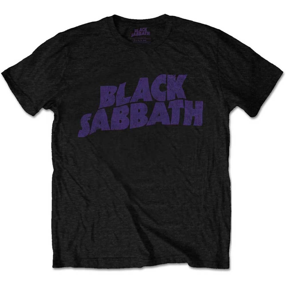 T-shirt pour adulte Black Sabbath – Logo ondulé au look vintage vieilli – Design sous licence officielle – Expédition dans le monde entier