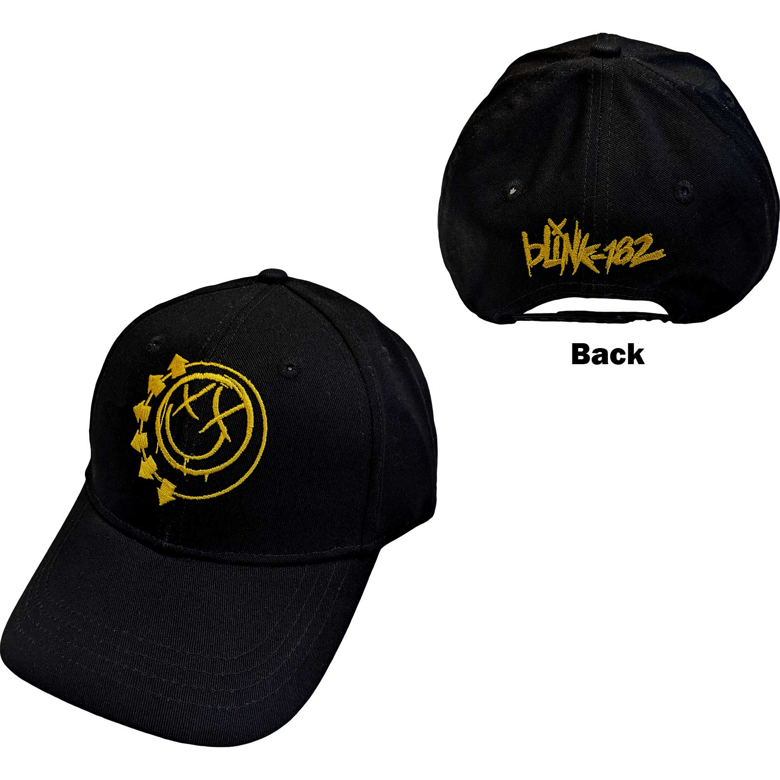 Casquette de baseball sous licence officielle Blink 182 - Jaune Six Arrow Smile