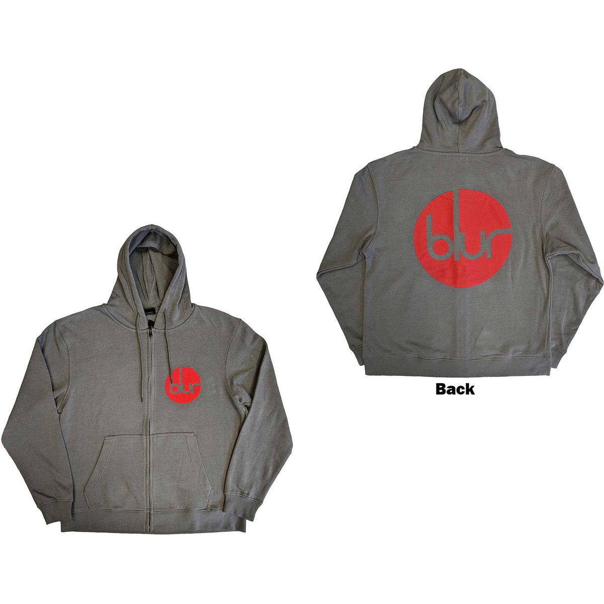 Blur Unisex Hoodie - Circle Logo (Back Print) - Conception sous licence officielle zippée - Expédition dans le monde entier