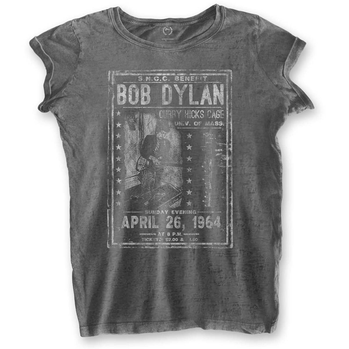 Bob Dylan Damen T-Shirt – Curry Hicks (Burnout) – offizielles Lizenzdesign