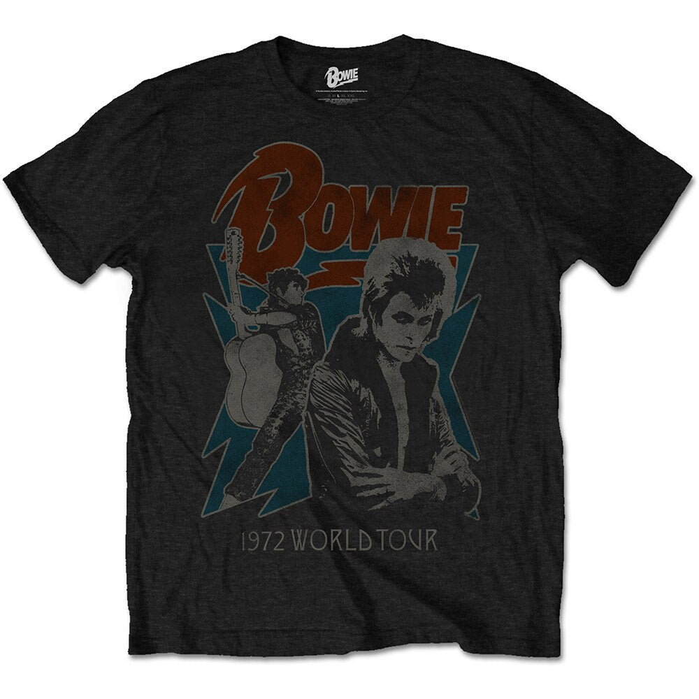 David Bowie Unisex T-Shirt – 1972 World Tour – Offizielles Lizenzdesign – Weltweiter Versand