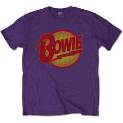 David Bowie T-shirt unisexe - Vintage Diamond Dogs Logo Violet - Conception sous licence officielle - Expédition dans le monde entier