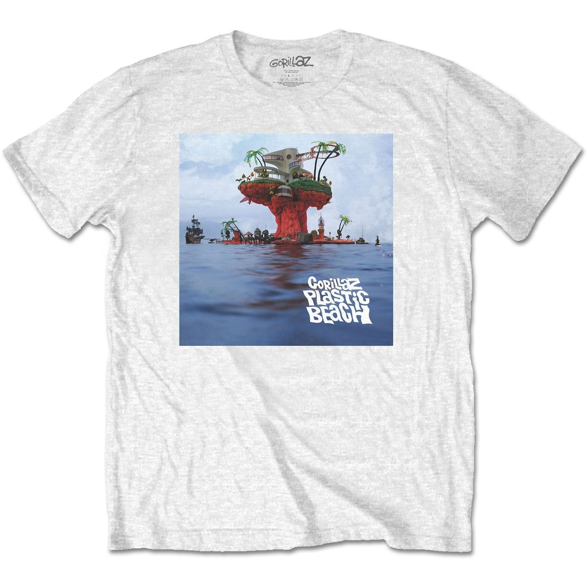 Gorillaz T-Shirt - Plastic Beach - White Unisex Official Licensed Design - Worldwide Shipping