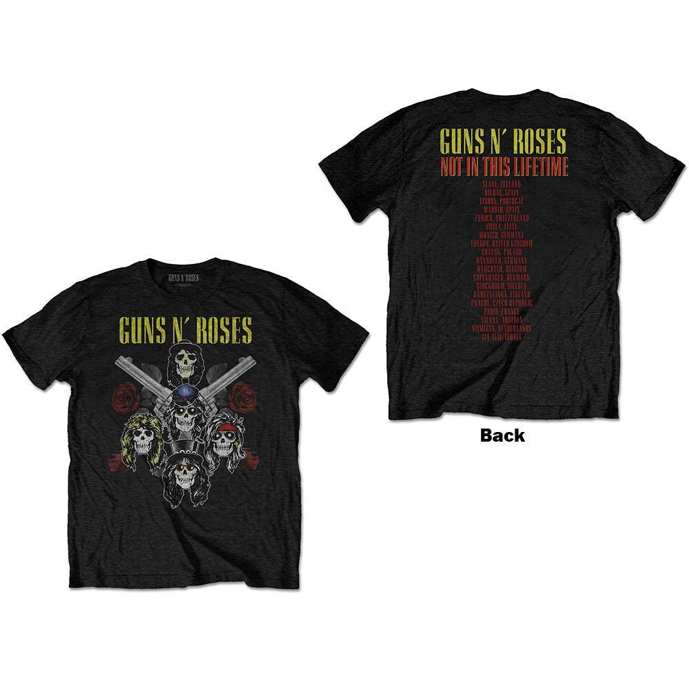 T-shirt Guns N' Roses - Pistols &amp; Roses (impression au dos) - Conception sous licence officielle - Expédition dans le monde entier