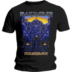 T-shirt adulte Iron Maiden - Powerslaves à encre noire - Conception sous licence officielle - Expédition mondiale