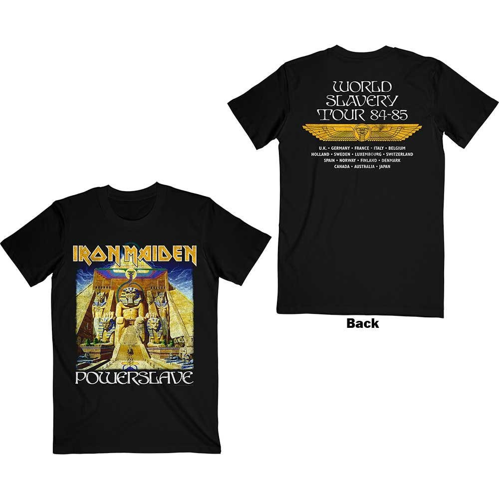 T-shirt adulte Iron Maiden - Powerslave World Slavery Tour (impression au dos) Design sous licence officielle - Expédition dans le monde entier