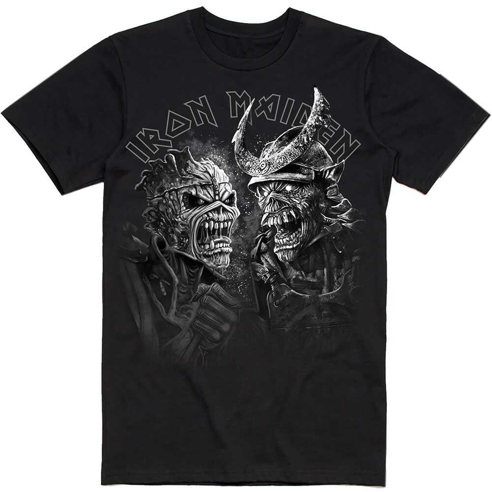 Iron Maiden Adult T-Shirt - Senjutsu Large Greyscale Heads - Official Licensed Design - Worldwide Shipping