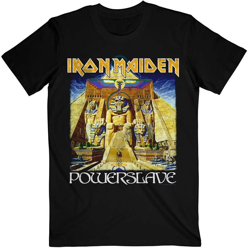 Iron Maiden Adult T-Shirt - Powerslave World Slavery Tour (Back Print) Official Licensed Design - Worldwide Shipping