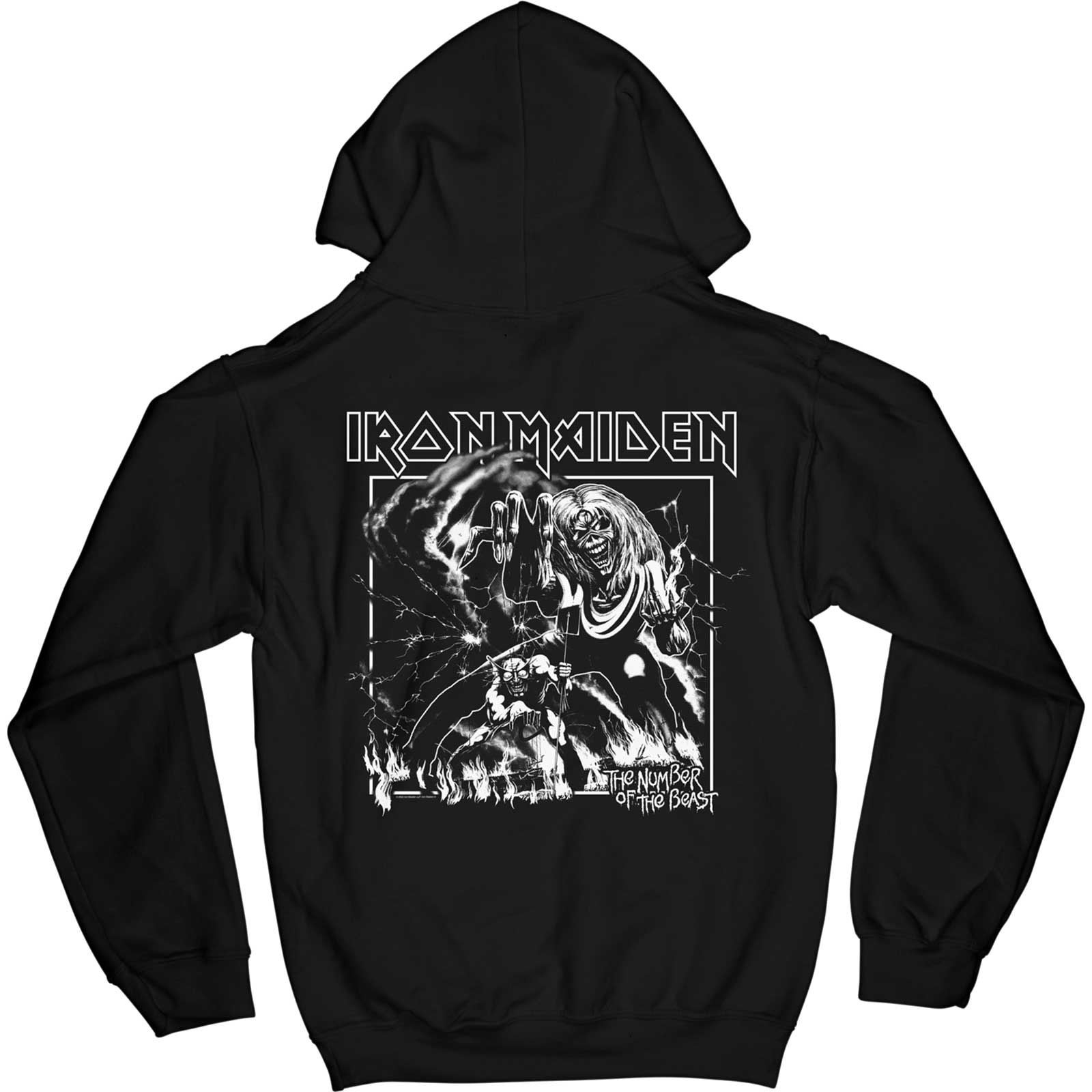 Iron Maiden Unisex Hoodie- Number of the Beast One Colour (Back Print)- Official Licensed Design