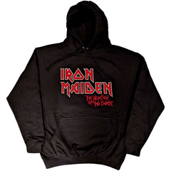 Iron Maiden Unisex Hoodie- Number of the Beast One Faded Logo Vintage (Back Print)- Official Licensed Design