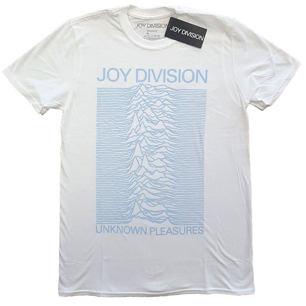 Joy Division T-Shirt - Unknown Pleasures Blue on White Design - Unisex Official Licensed Design - Worldwide Shipping