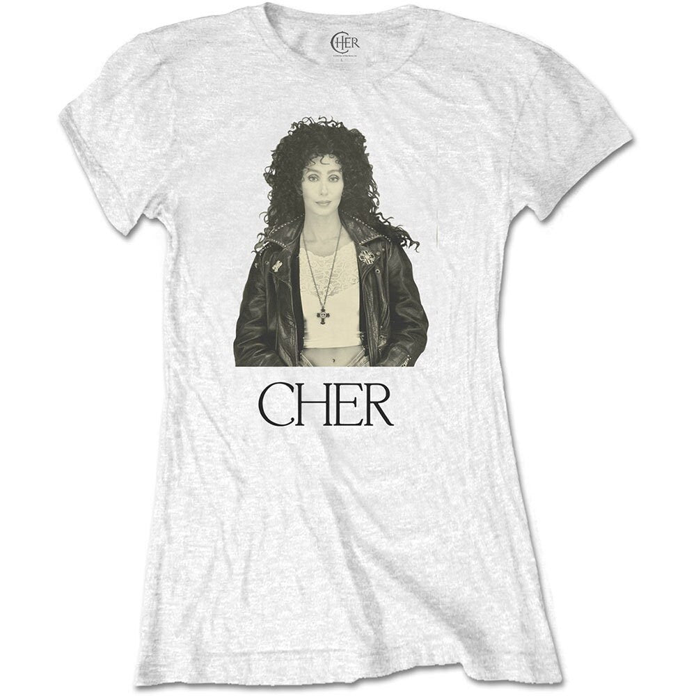 Ladyfit Cher T-Shirt - Leather Jacket - Ladies Official Licensed Design - Worldwide Shipping