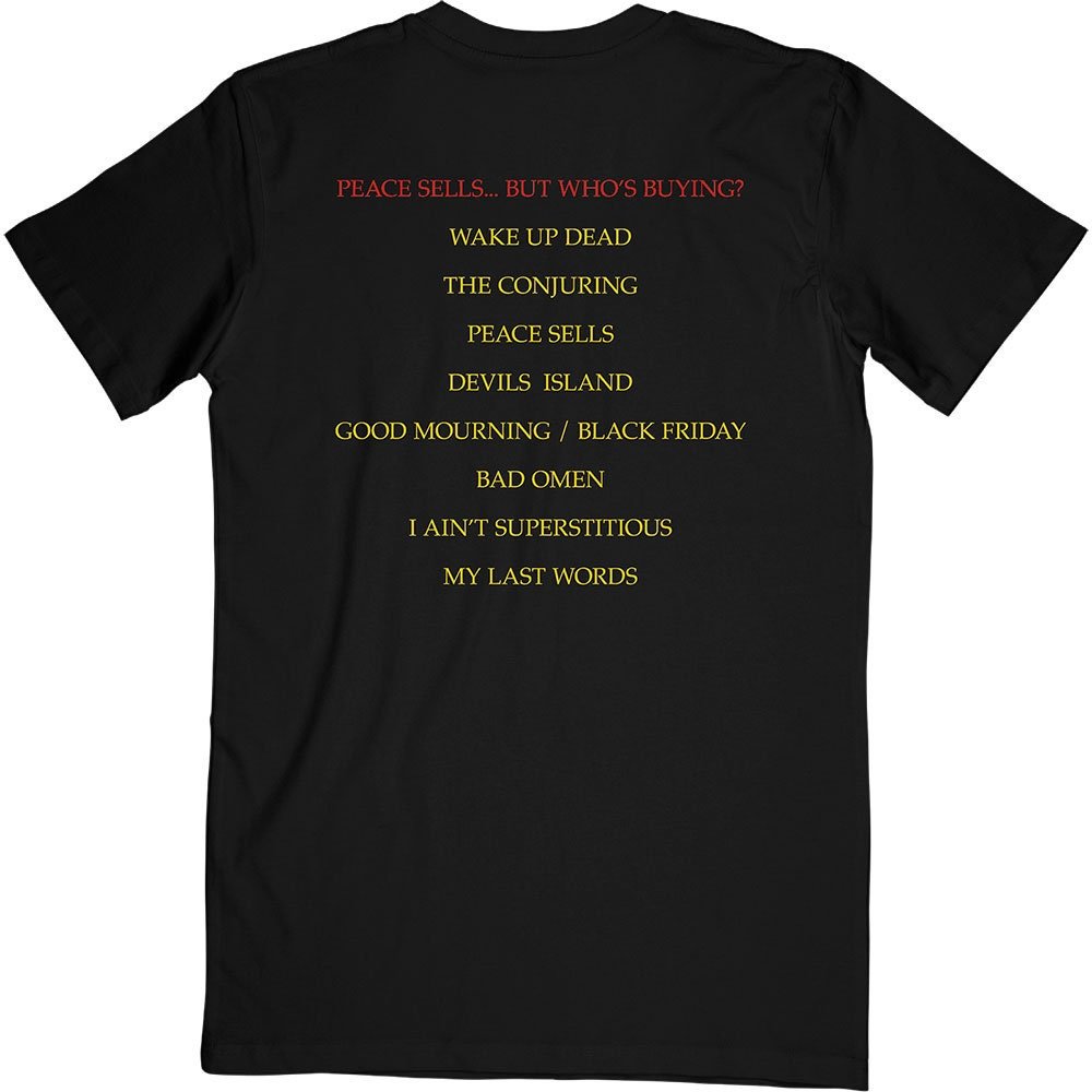 Megadeth Adult T-Shirt - Peace Sells Track List (Back Print) - Official Licensed Design - Worldwide Shipping