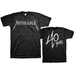 Metallica T-Shirt - 40th Anniversary Songs Logo (Back Print) - Unisex Official Licensed Design - Worldwide Shipping