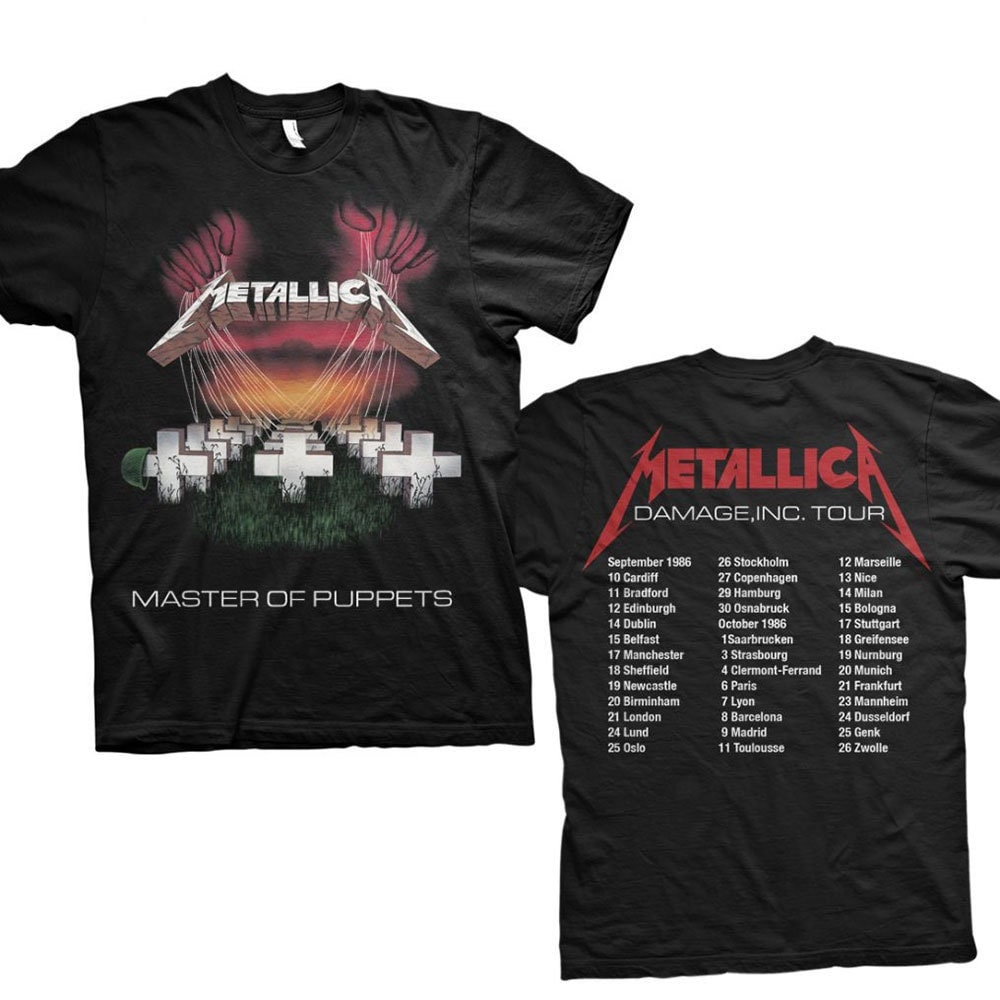 Metallica T-Shirt - Master of Puppets European Tour '86 (Back Print) - Unisex Official Licensed Design - Worldwide Shipping