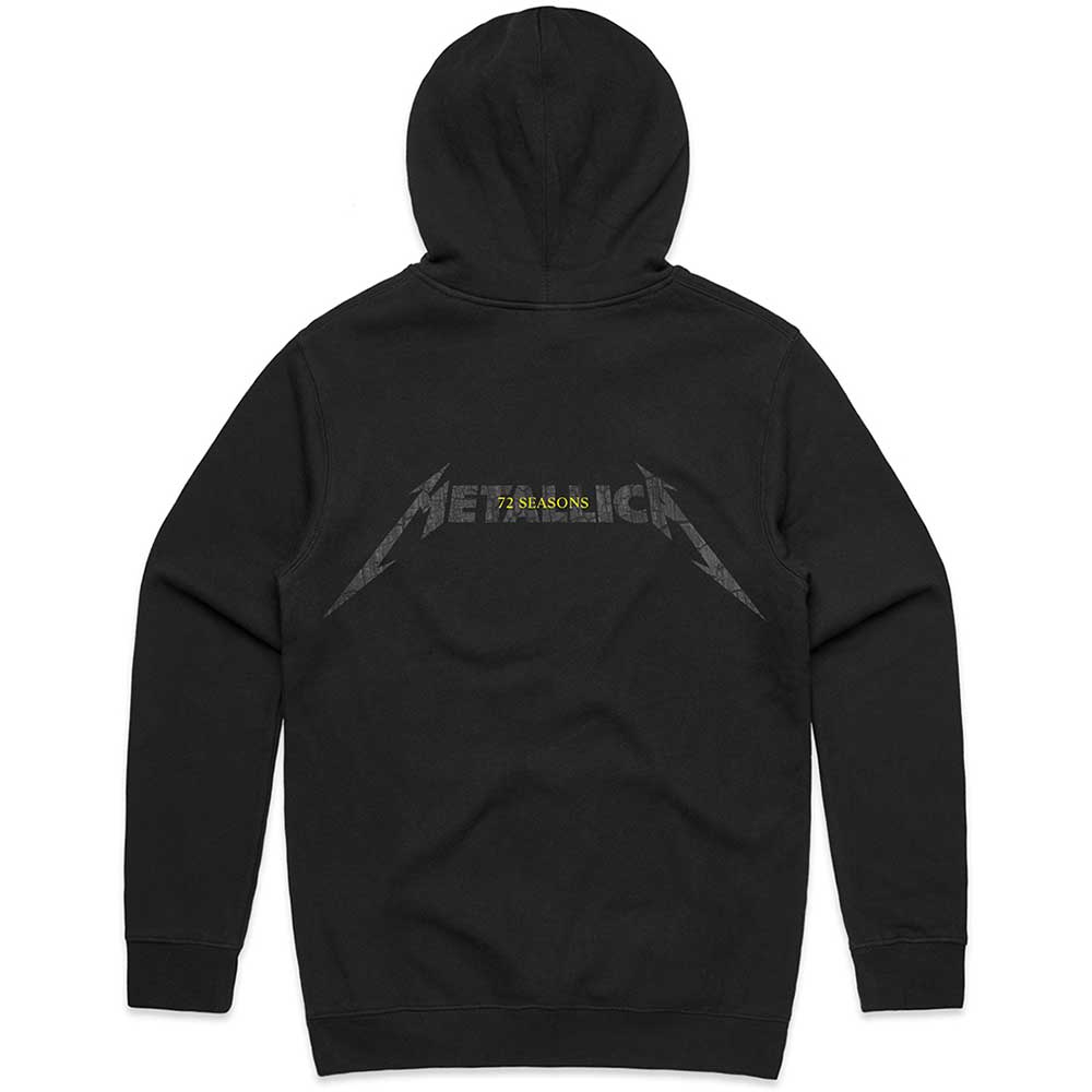 Sweat à capuche unisexe Metallica - Logo carbonisé des 72 saisons (impression au dos) - Conception sous licence officielle unisexe - Expédition dans le monde entier