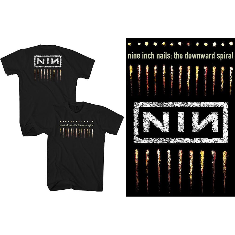 Nine Inch Nails Erwachsenen-T-Shirt – Abwärtsspirale (Rückendruck) – offizielles Lizenzdesign – weltweiter Versand