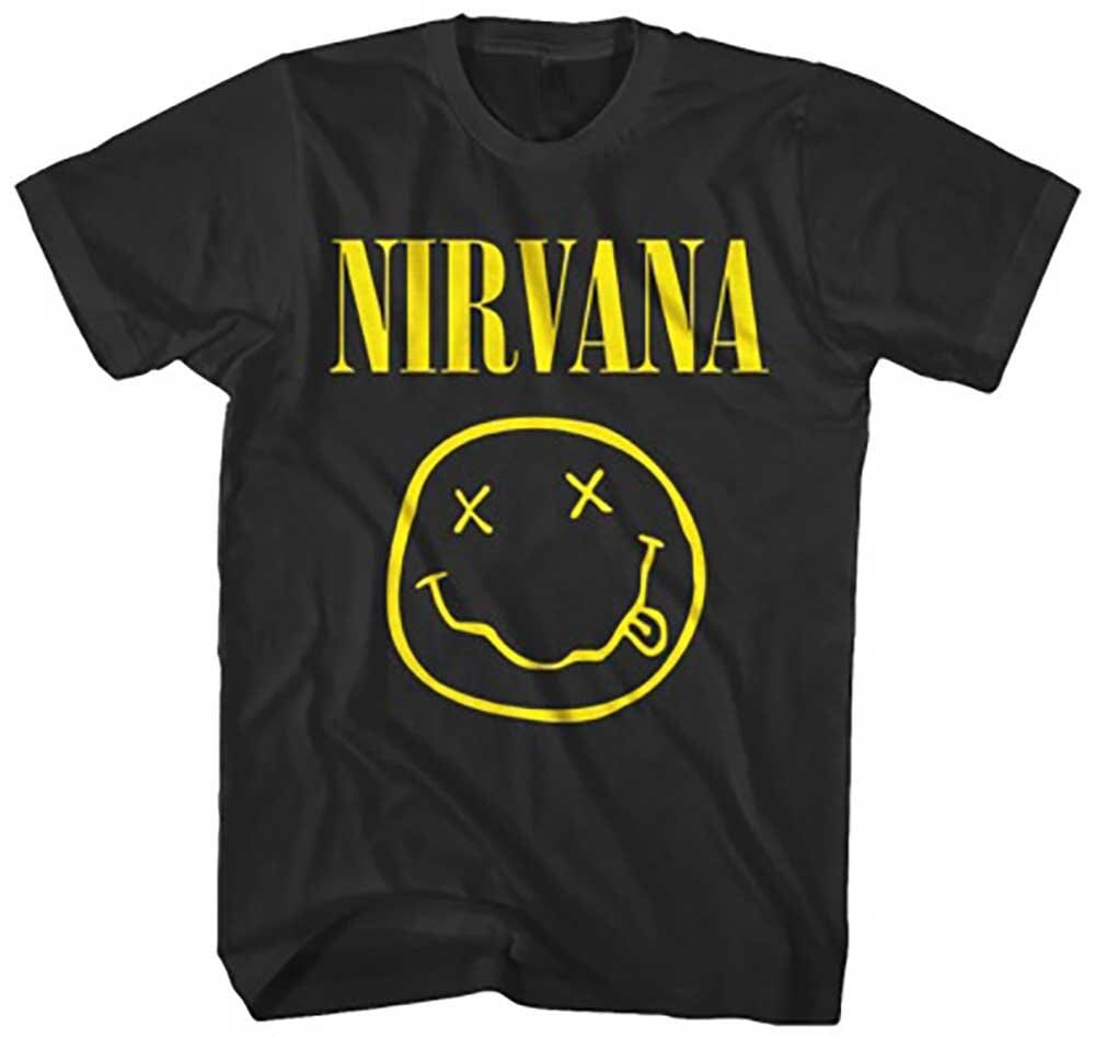 Nirvana Adult T-Shirt - Yellow Happy Face   - Official Licensed Design