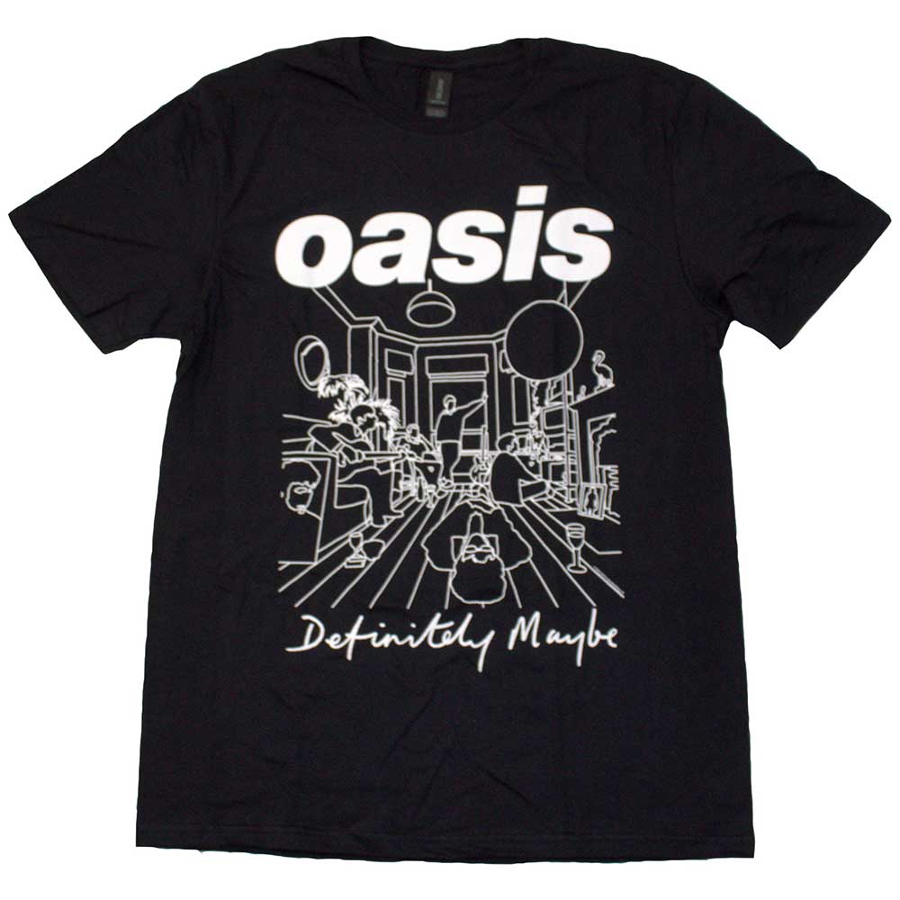 Oasis Adult T-Shirt -Definitely Maybe Line Drawing - Black Official Licensed Design