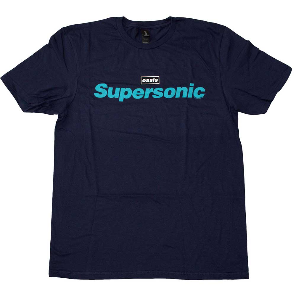 Oasis Unisex T-Shirt - Supersonic Title Colour - Blue Official Licensed Design