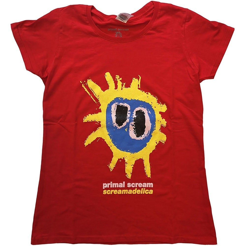 Primal Scream Ladies T-Shirt - Screamadelica - Red Official Licensed Design - Worldwide Shipping