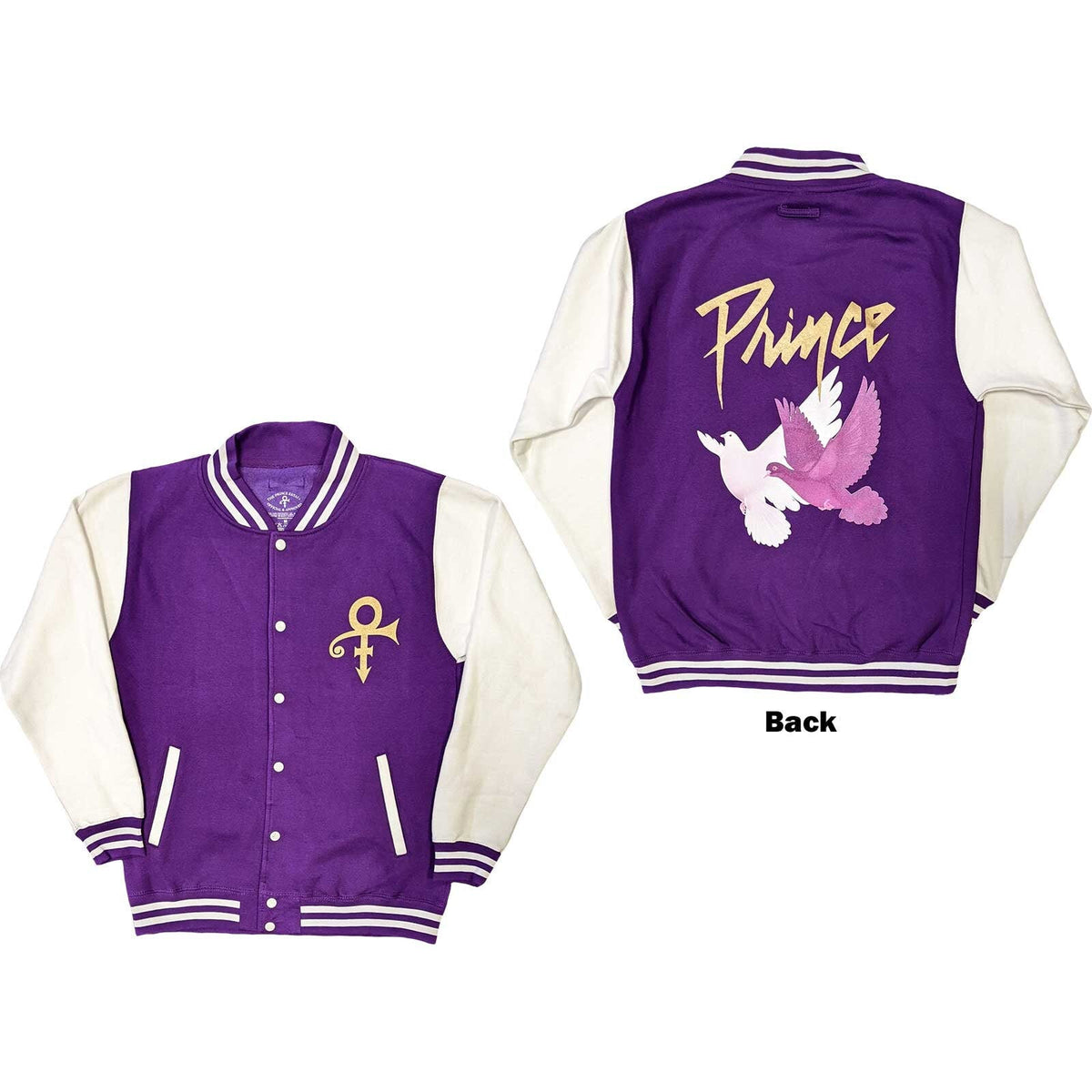 Prince Varsity Jacket - Doves (Back Print)  - Official Licensed Design - Worldwide Shipping