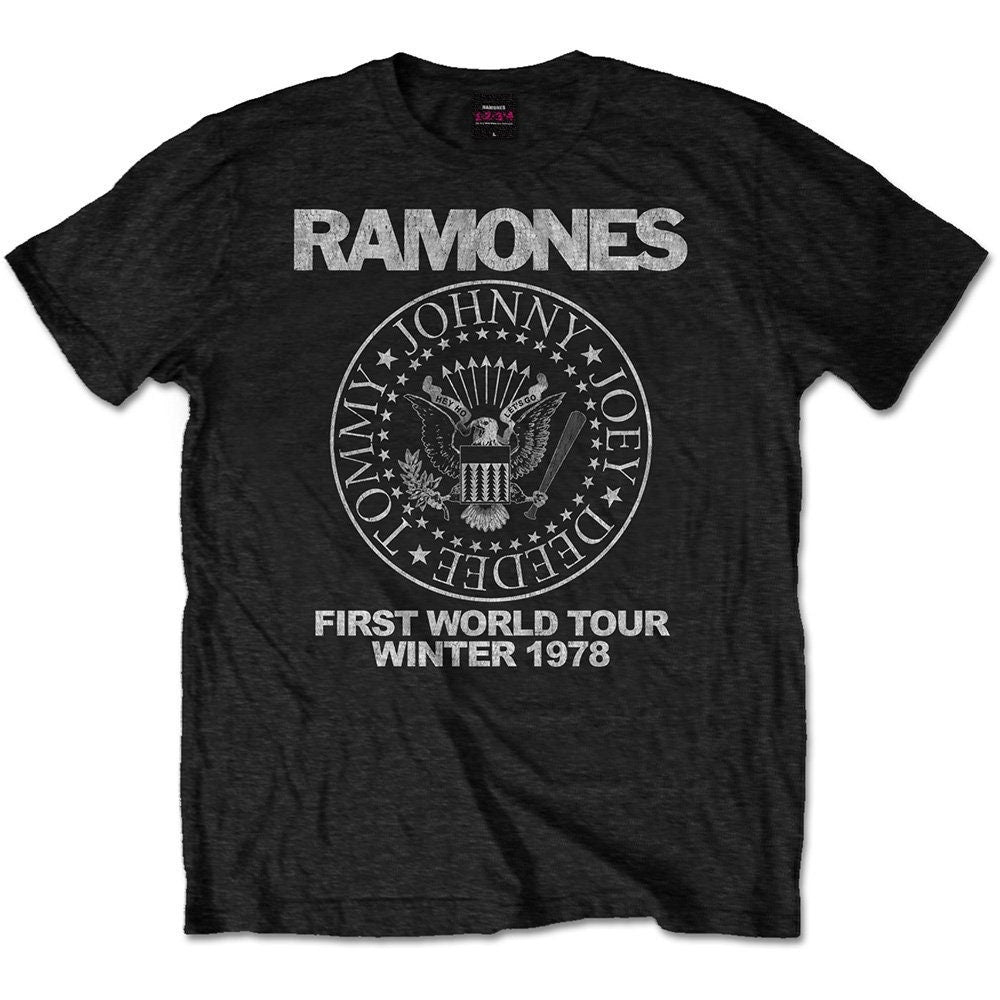 Ramones Adult T-Shirt - First World Tour 1978 Design  - Official Licensed Design - Worldwide Shipping