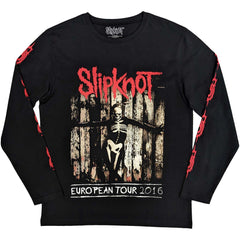 Slipknot Unisex Long Sleeved T-Shirt - Skeleton Flag (Back Print) - Unisex Official Licensed Design