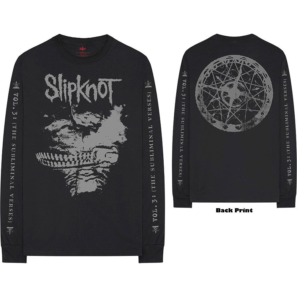 Slipknot Unisex Long Sleeved T-Shirt - Subliminal Verses (Back Print) - Unisex Official Licensed Design - Worldwide Shipping