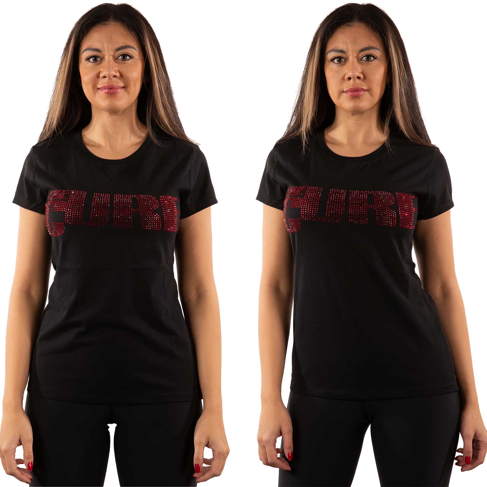 The Cure Ladies T-Shirt - Embellished Logo (Diamante) - Official Licensed Product