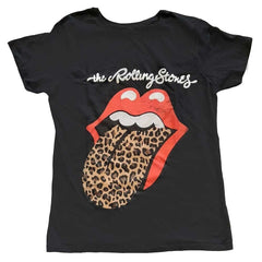 The Rolling Stones Ladies T-Shirt - Leopard Print Tongue  - Official Licensed Design - Worldwide Shipping