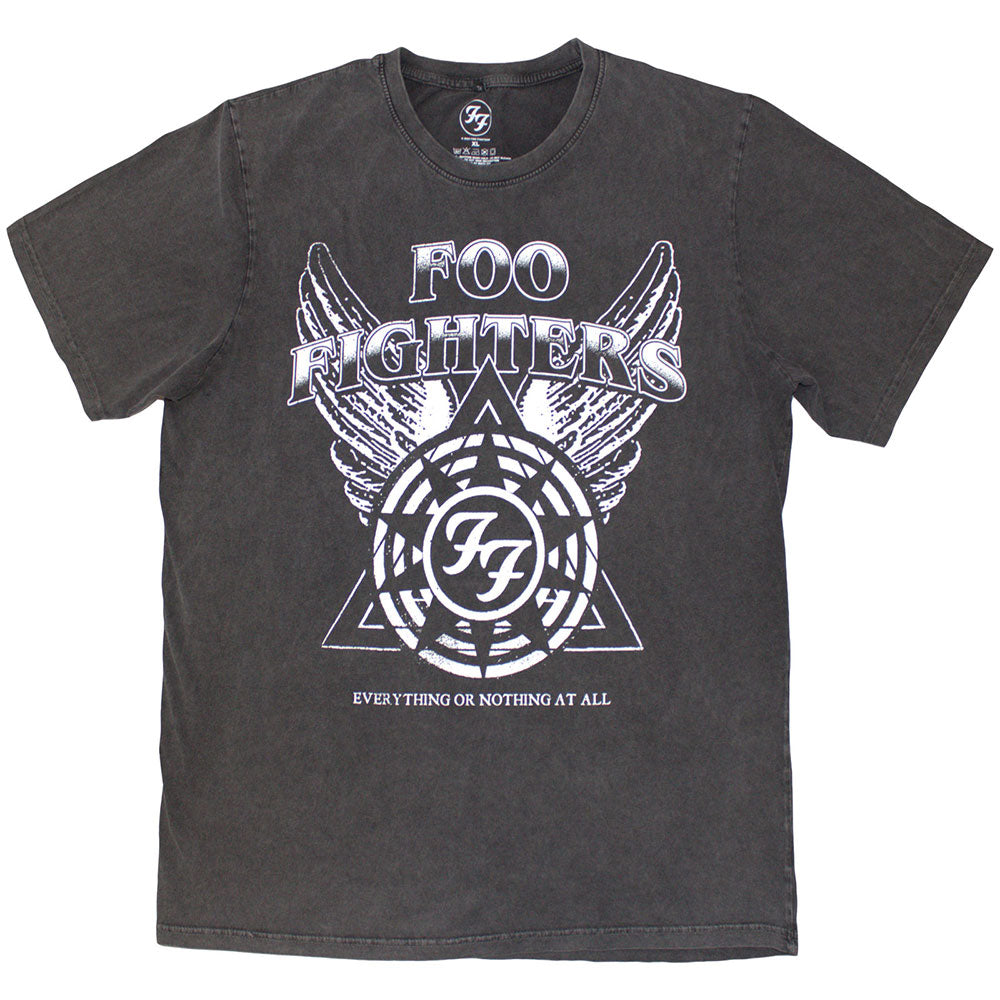 Foo Fighters Unisex Stone Wash T-Shirt - Everything Or Nothing At All- Official Licensed Design