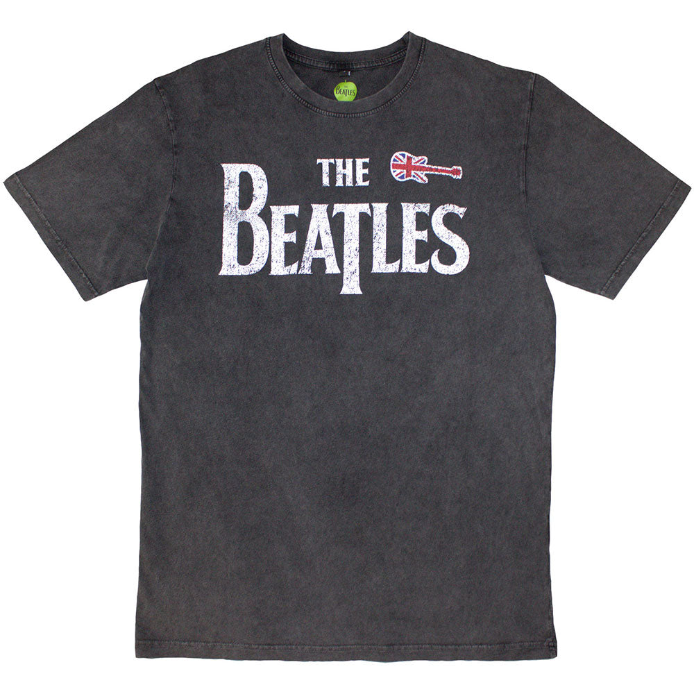 The Beatles Unisex Stone Wash T-Shirt - Guitar & Drop T - Official Licensed Design