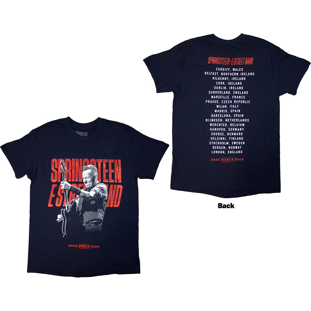 Bruce Springsteen T-Shirt - Tour'24 Guitar Photo - Black Unisex Official Licensed