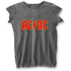 AC/DC Ladies T-Shirt - Logo (Burnout)- Official Licensed Design