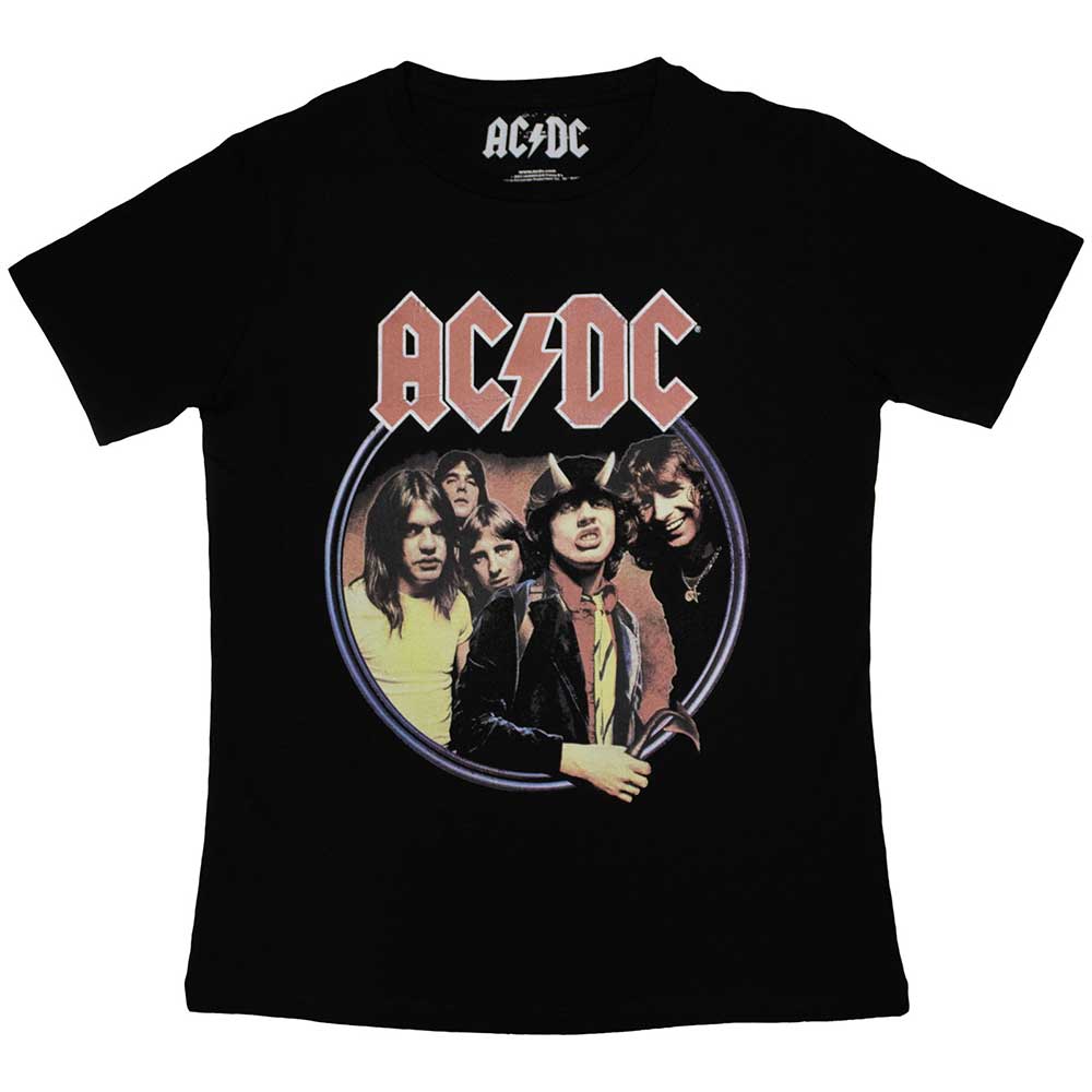 AC/DC Ladies T-Shirt - Highway to Hell Circle - Black Official Licensed Design