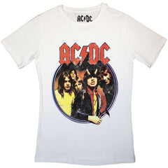 AC/DC Ladies T-Shirt - Highway to Hell Circle - White Official Licensed Design