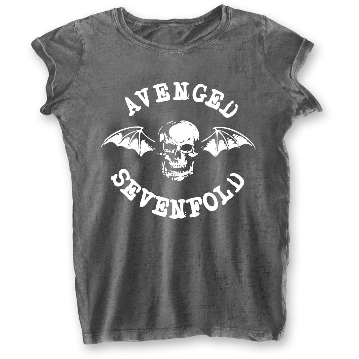 Avenged Sevenfold Ladies T-Shirt - Deathbat (Burnout)- Official Licensed Design