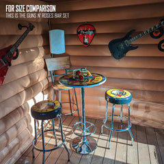 AC/DC Bar-Set – 2 x Barhocker und Tisch – offizielles Rocksax-Produkt