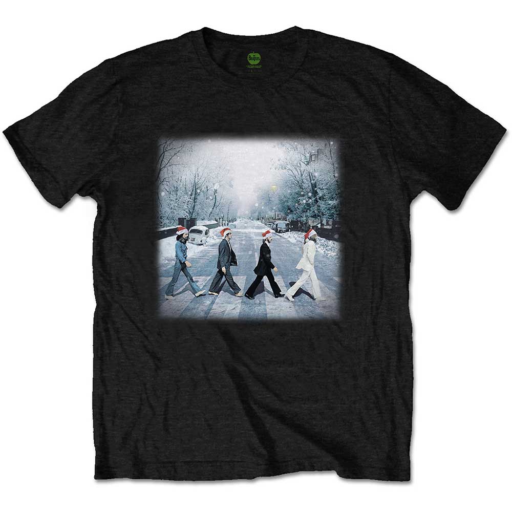 The Beatles Weihnachts-T-Shirt – Abbey Christmas – Schwarz, Unisex, offizielles Lizenzdesign